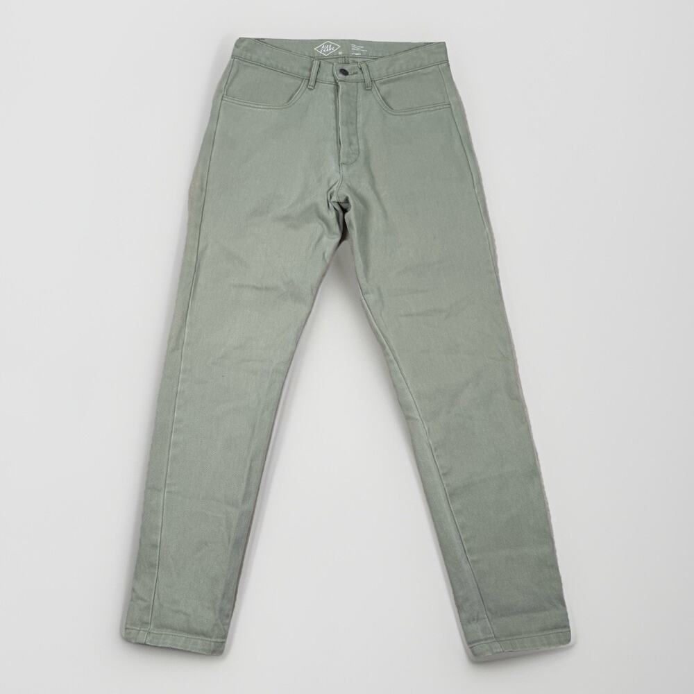 Alex Crane Green Canvas Cham Button Fly Straight Leg Jeans Pants Men's Size 30